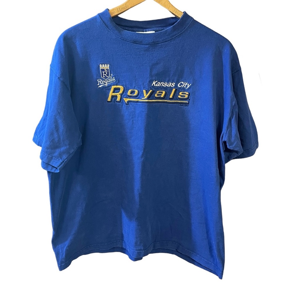 Vintage 2000 Puma Kansas City Royals Embroidered Sz L MLB Baseball Blue T-Shirt